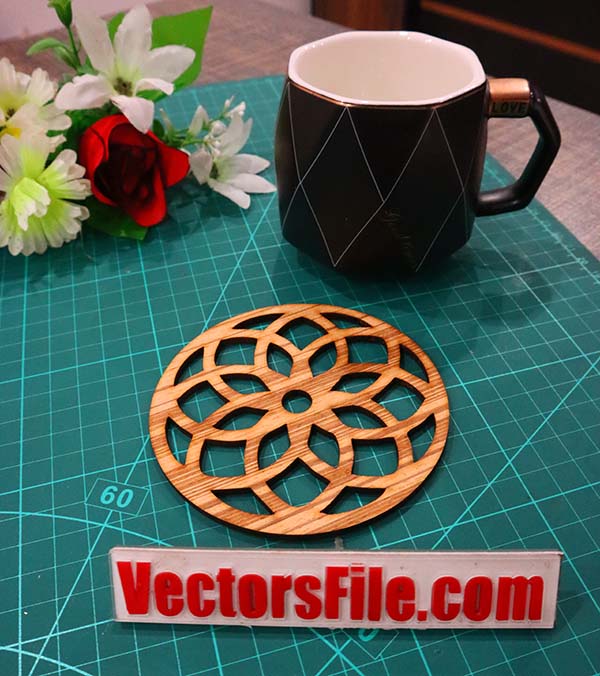 Laser Cut Round Pattern Tea Coaster Water Glass Coaster Table Coaster SVG and CDR File
