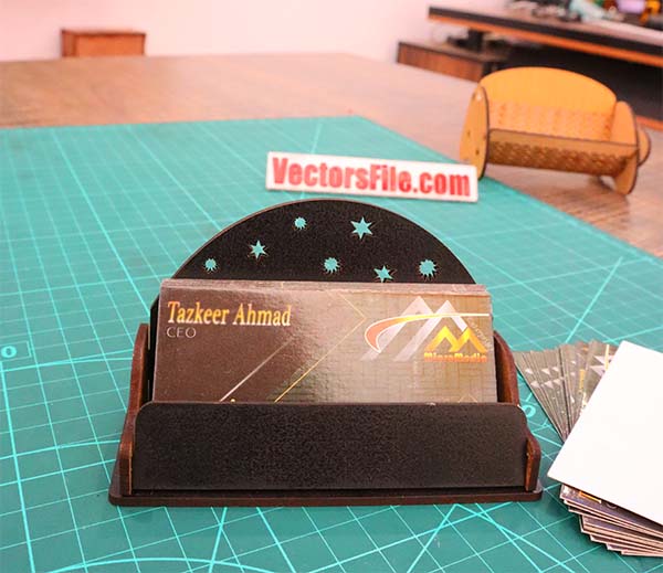 Laser Cut Woodend Business Card Holder Visiting Card Holder DXF and CDR File