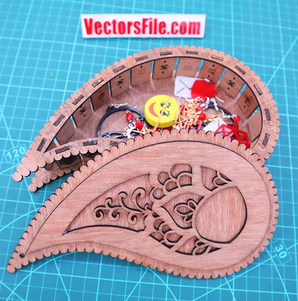 Laser Cut Wooden Jewelry Box Wedding Gift Box Birthday Box CDR and DXF File
