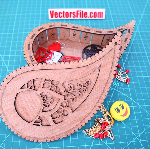 Laser Cut Wooden Jewelry Box Wedding Gift Box Birthday Box CDR and DXF File
