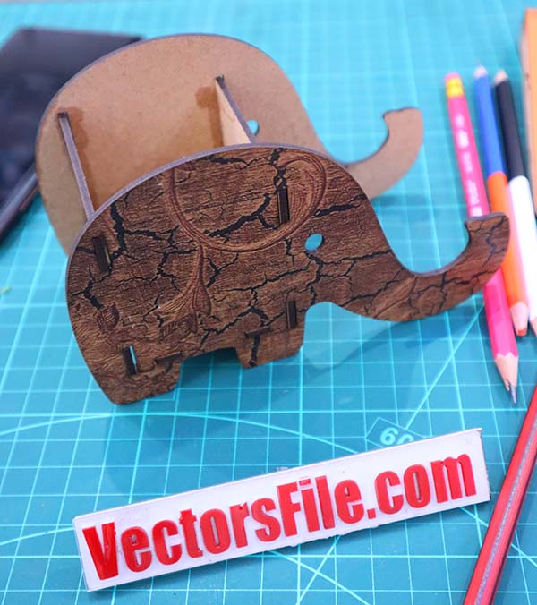 Laser Cut Wooden Elephant Pencil Box Pen Holder Desk Organizer Pencil Stand DXF and CDR File