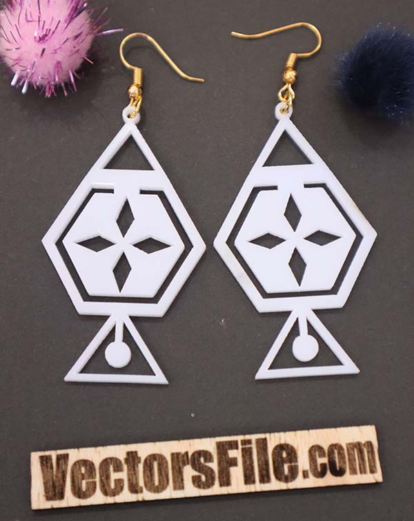 Laser Cut White Acrylic Earring Template Women Jewelry Design CDR and DXF File