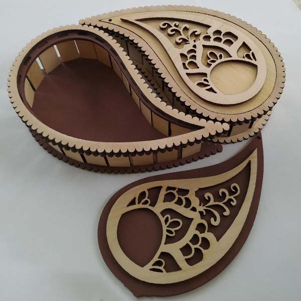 Laser Cut Wooden Eye Shape Jewelry Box Wooden Gift Box CDR and DXF File