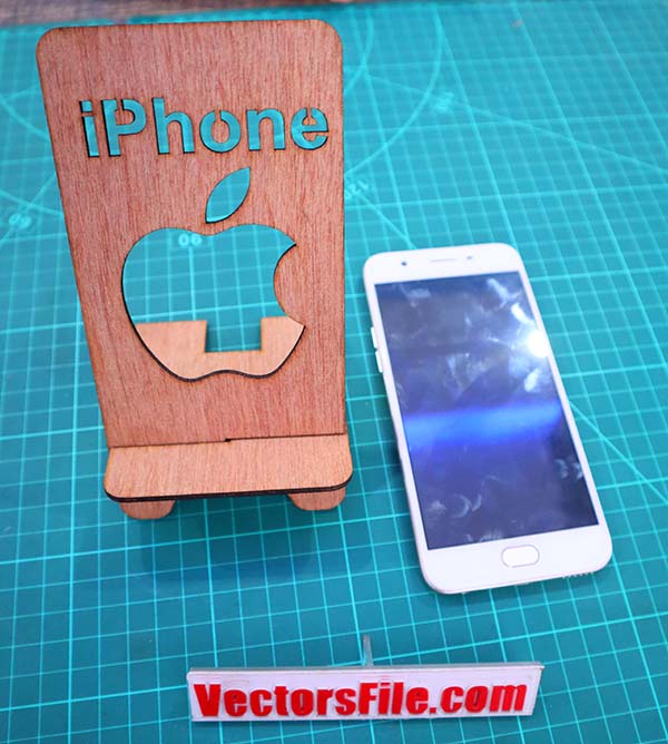 Laser Cut Wooden iPhone Mobile Holder Stand CDR and DXF File