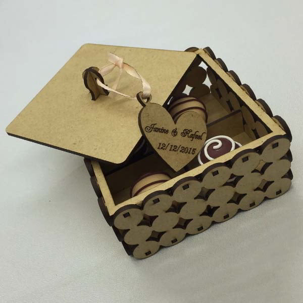 Laser Cut Wooden Chocolate Box Gift Box Birthday Box Wedding Gift CDR and DXF File