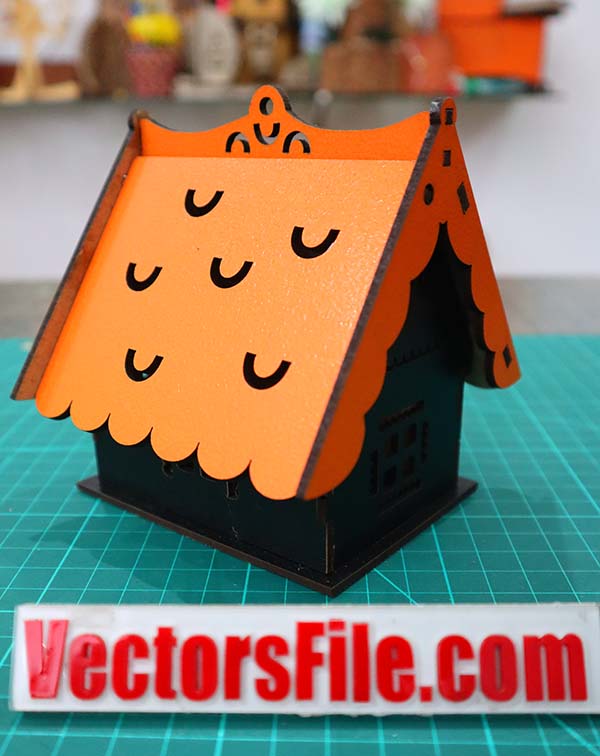 Laser Cut Wooden House Box Small House Jewelry Box Doll House CDR and DXF File