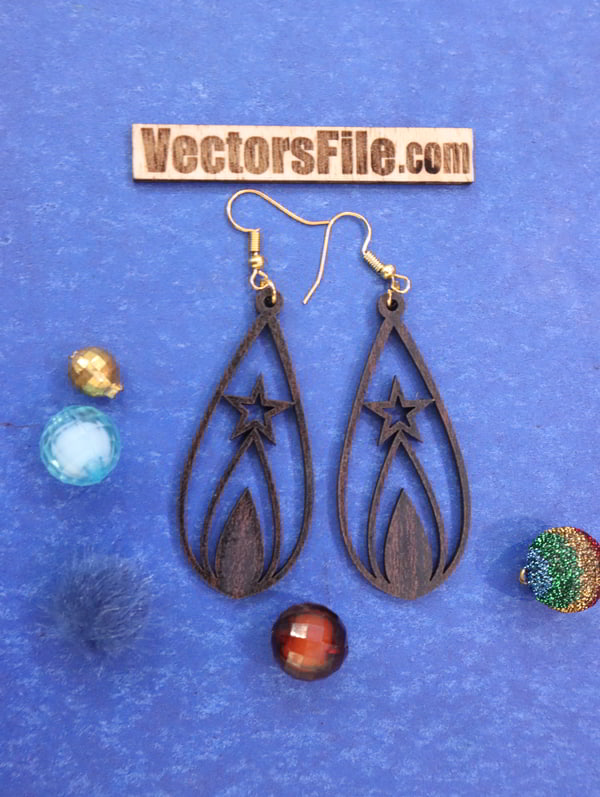 Laser Cut Wooden Earring Template Beautiful Wooden Jewelry CDR and SVG File