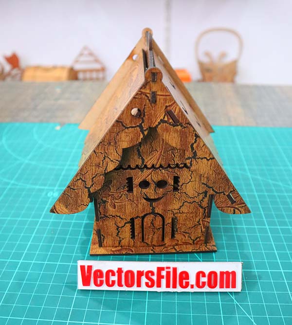 Laser Cut Wooden House Mini House Jewelry Box House Shape Gift Box CDR and DXF File