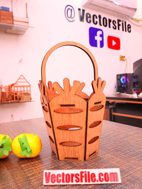 Laser Cut Wooden Fruit Basket Hamper Basket Easter Basket Candy Basket CDR and DXF File
