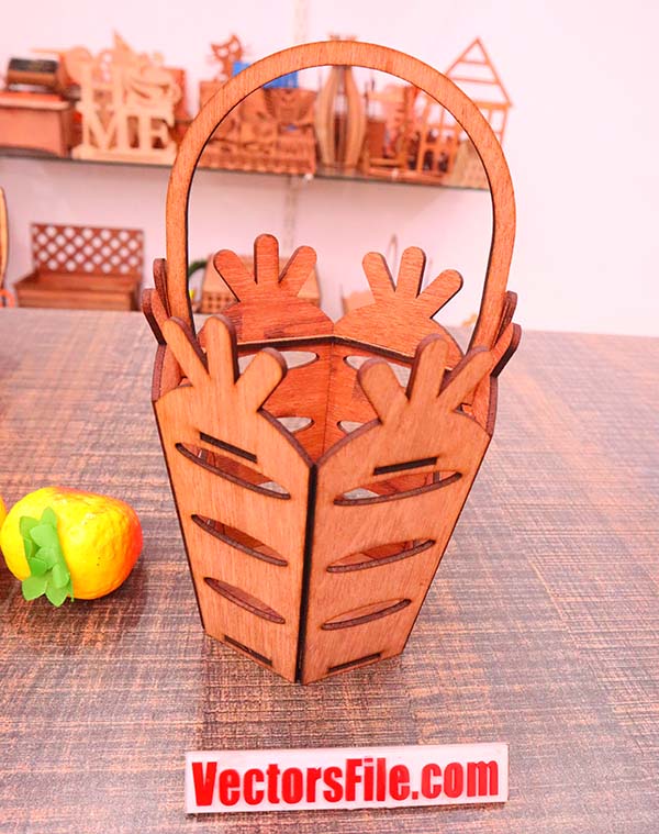 Laser Cut Wooden Fruit Basket Hamper Basket Easter Basket Candy Basket CDR and DXF File
