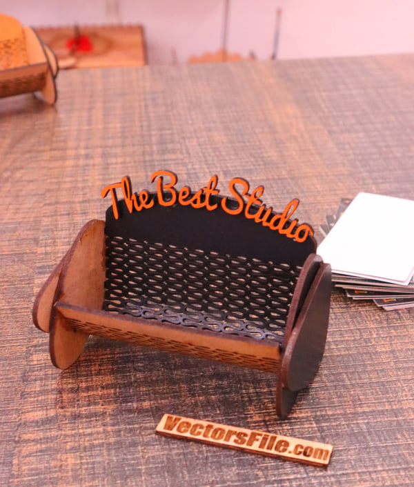 Laser Cut Wooden Business Card Holder Visiting Card Organizer Ai and CDR File