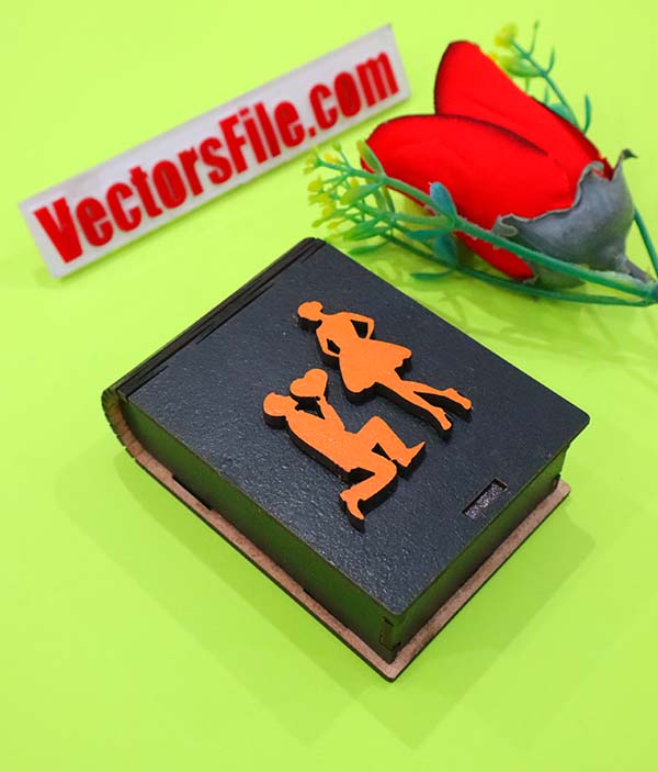 Laser Cut Wooden Wedding USB Gift Box for Videos and Photo Wood USB Case CDR and DXF File