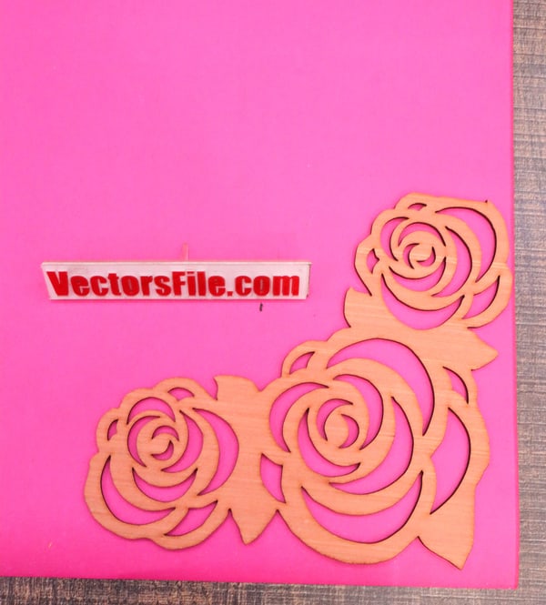 Laser Cut Wooden Flower Border Design Photo Frame Corner Design Vector File