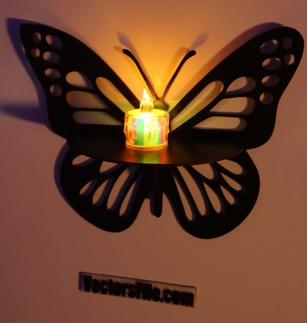 Laser Cut Wooden Butterfly Wall Display Shelf Wall Decor Idea Wall Shelf CDR and DXF File