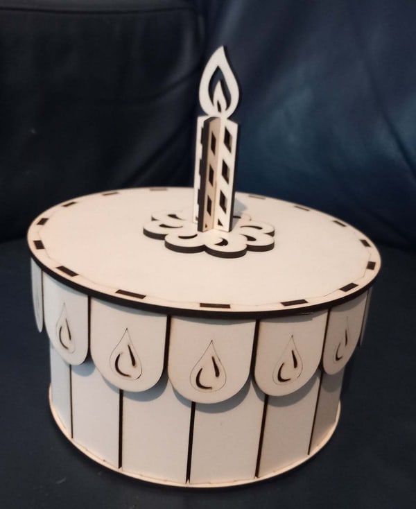 Laser Cut Wooden Gift Cake Box Birthday Box Wedding Anniversary Gift Box SVG File
