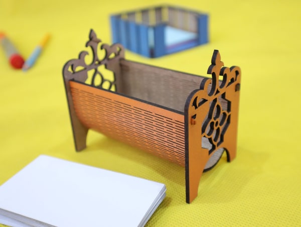 Laser Cut Wooden Business Card Holder Visiting Card Organizer MDF 3mm CDR and DXF File
