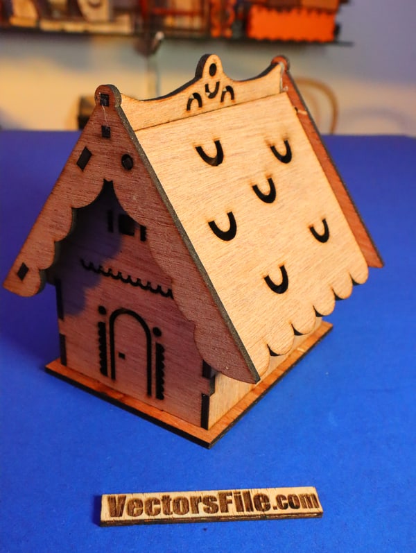 Laser Cut Wooden Mini House Box Jewellery Gift Box CDR and SVG Vector File