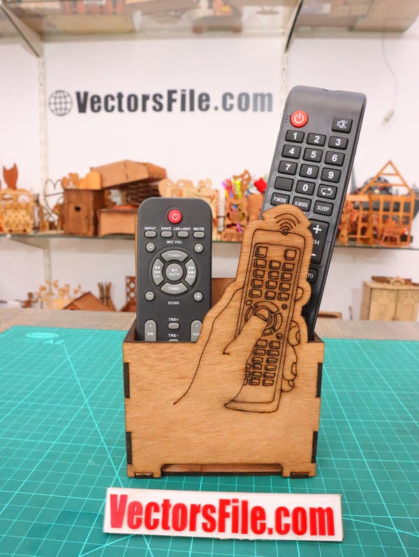 Wooden Remote Holder for Wall Laser Cut Wall Mounted Remote Control Holder CDR and DXF File