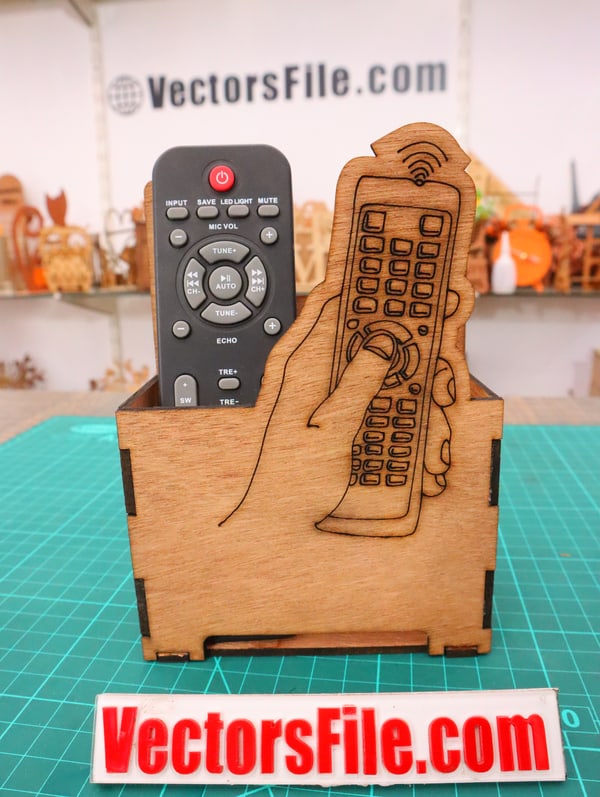 Wooden Remote Holder for Wall Laser Cut Wall Mounted Remote Control Holder CDR and DXF File