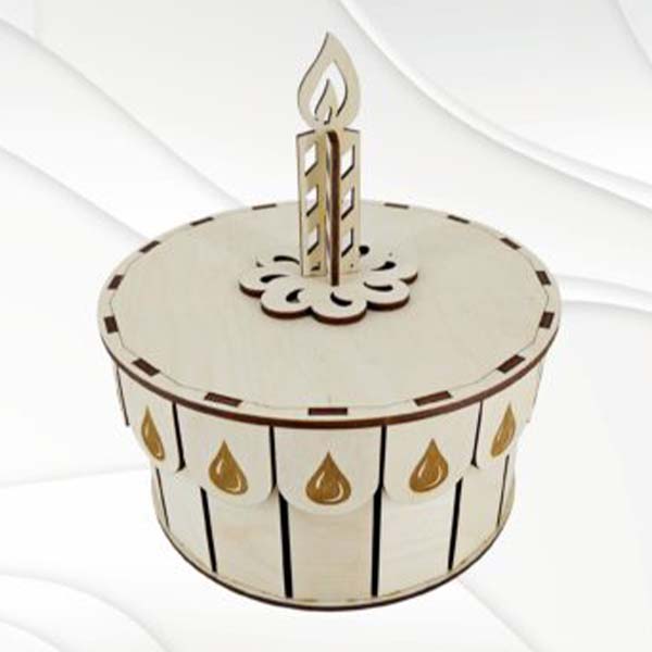 Laser Cut Birthday Cake Wooden Box Anniversary Gift Box DXF and SVG File