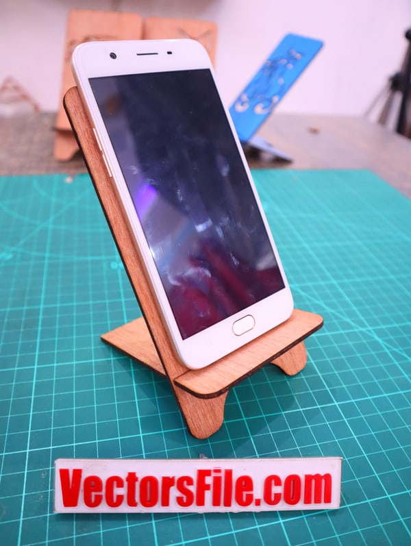 Laser Cut iPhone Logo Mobile Stand Wooden Phone Table Stand DXF and CDR File