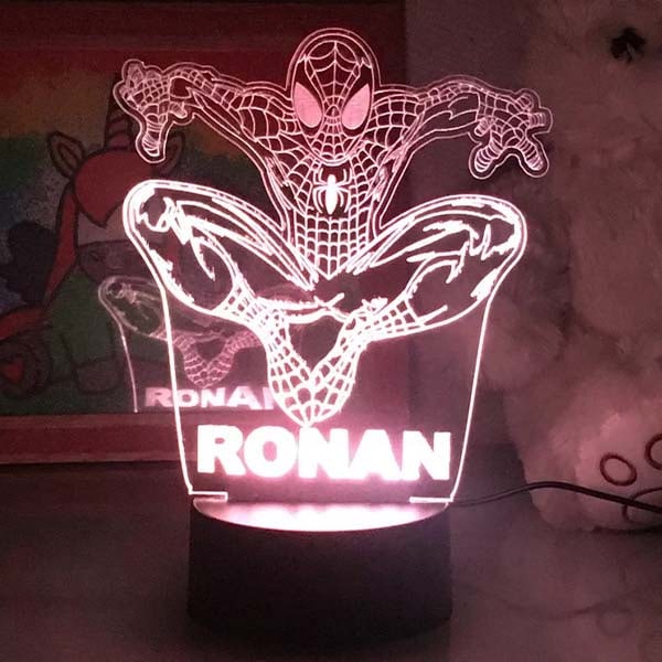 Laser Cut Spiderman 3D Illusion Lamp Acrylic LED Lamp Free Vector DXF and CDR File