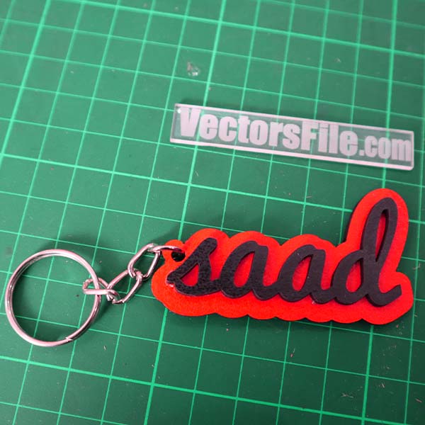 Laser Cut Wooden Saad Name Layered Keychain Holder CDR and DXF File