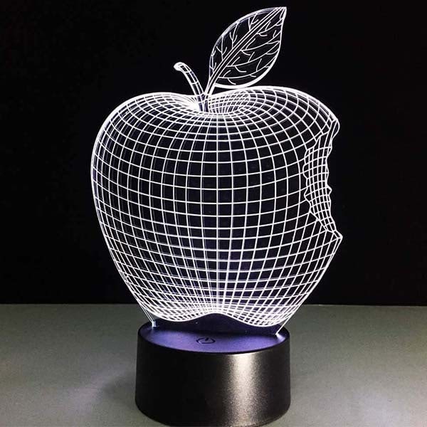 Laser Cut Acrylic Apple 3D Illusion Night Light Lamp Design CDR and DXF File