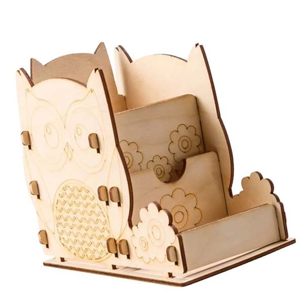 Laser Cut Wooden Office Desk Organizer Pen and Pencil Holder SVG and DXF File
