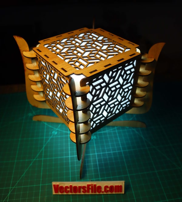 Laser Cut 3D Wooden Lamp Night Light Table Lamp Design CDR and SVG File