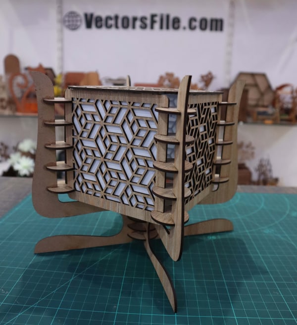 Laser Cut 3D Wooden Lamp Night Light Table Lamp Design CDR and SVG File