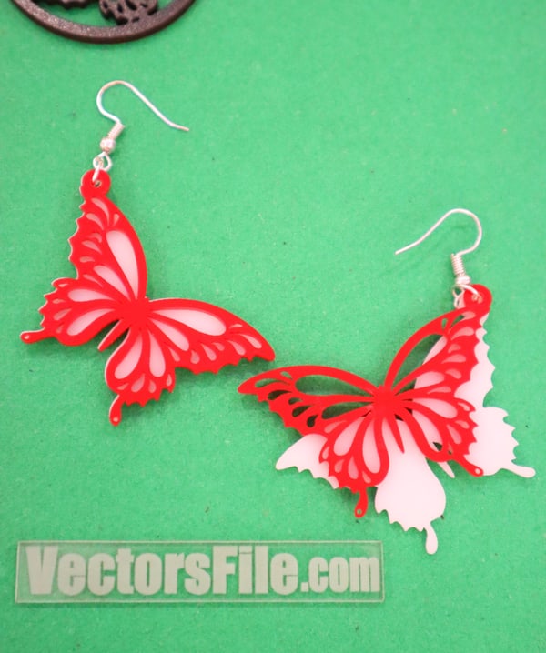 Laser Cut Butterfly Earring Design Layered Jewelry Template SVG and CDR File