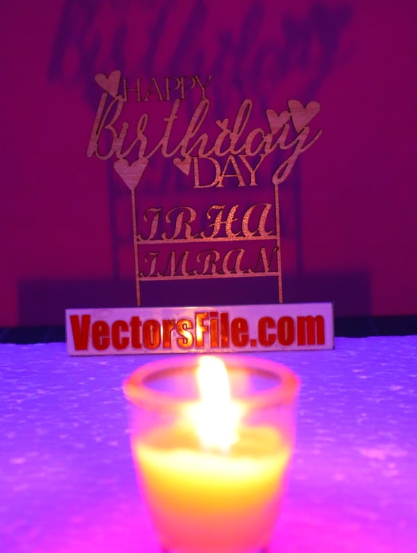 Laser Cut Wooden Happy Birthday Cake Topper Design CDR and DXF File