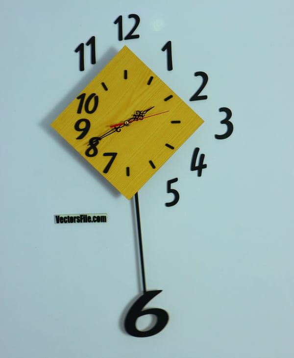 Laser Cut Modern Design 3D Wooden Pendulum Wall Clock for Wall Art CDR and DXF File