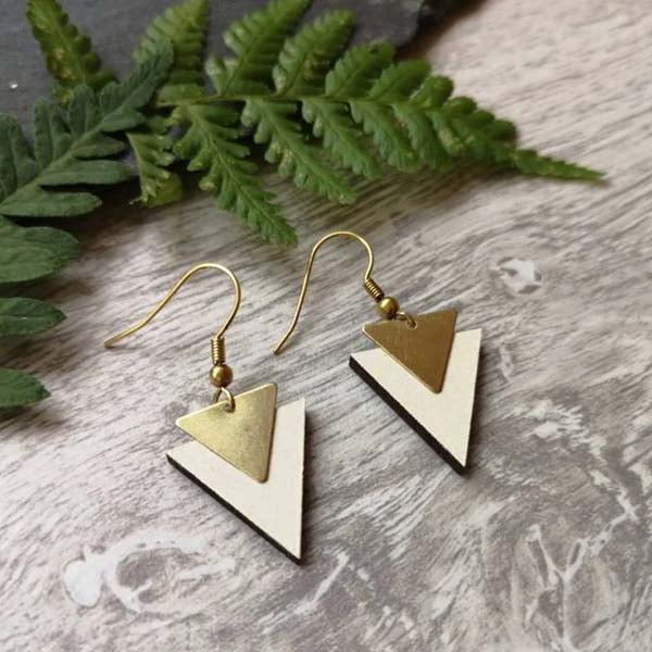 Laser cut Triangle Earring Design CDR and DXF File for Laser Cutting