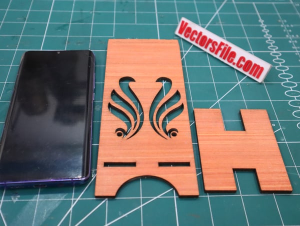 Laser Cut Wooden Mobile Holder Desk Mobile Stand Phone Holder DXF and CDR File