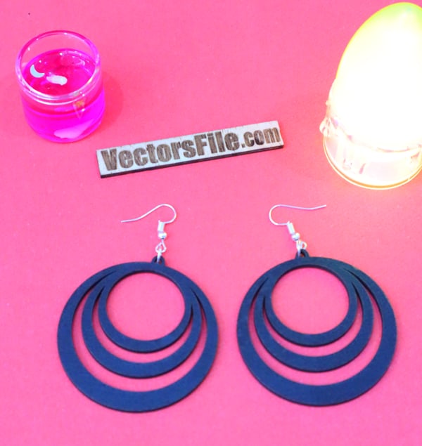 Laser Cut Round Earring Design Wooden Jewelry Template DXF and CDR File