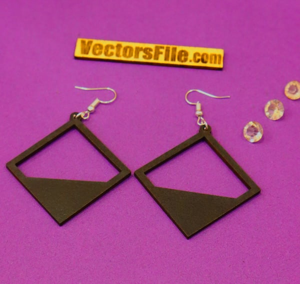 Laser Cut Wooden Earring Template Square Earring Design DXF and CDR File