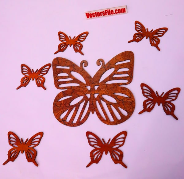 Laser Cut Wooden Butterfly Wall Art Decor Silhouette Butterfly for Laser Cutting Vector File