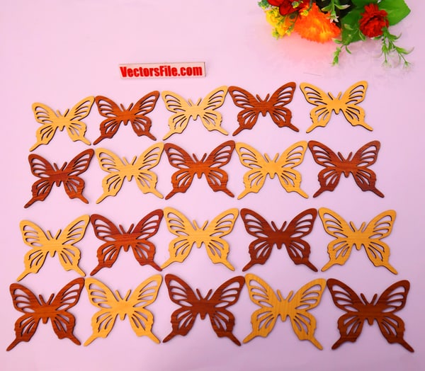 Laser Cut Wooden Butterfly Wall Art Decor Silhouette Butterfly for Laser Cutting Vector File
