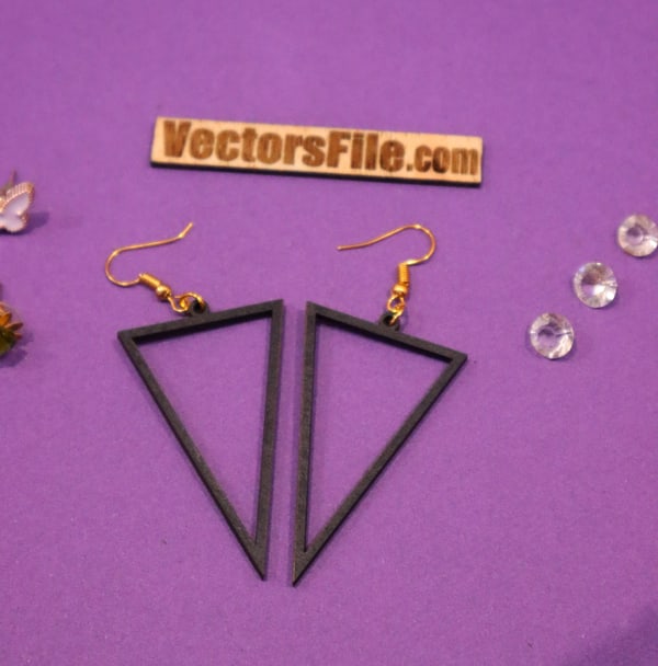 Laser Cut Wooden Triangle Earring Template Jewelry Design DXF and CDR File