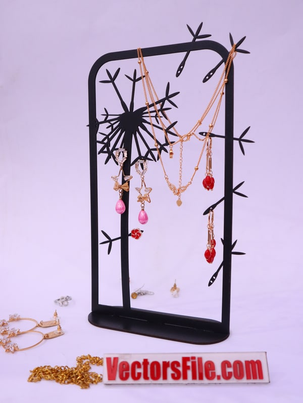 Laser Cut Wooden Jewelry Stand Earring Display Stand MDF 3mm DXF and CDR File