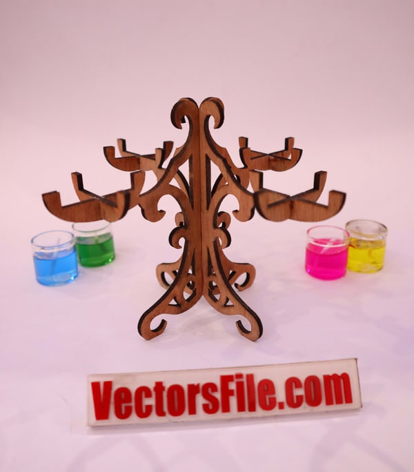 Laser Cut Tealight Candle Holder Wooden Stand 4 Candle Stand DXF and CDR File