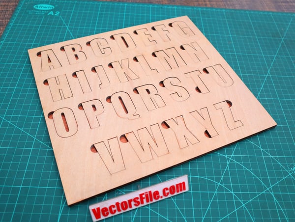 Laser Cut Wooden Alphabet Puzzle Letter Jigsaw for Kids Education Vector File