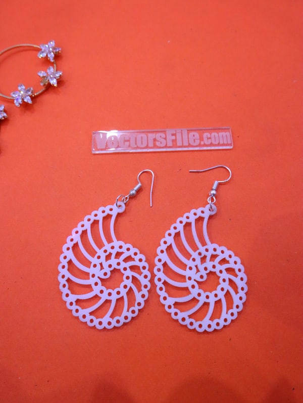 Laser Cut Ammonite Earrings Design Acrylic Earring Acrylic Jewelry Template DXF and CDR File