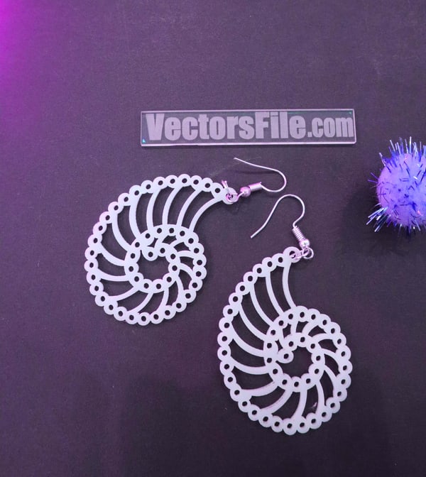 Laser Cut Ammonite Earrings Design Acrylic Earring Acrylic Jewelry Template DXF and CDR File