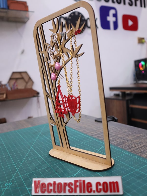 Laser Cut Tree Earring Display Stand Jewelry Organizer Stand DXF and CDR File