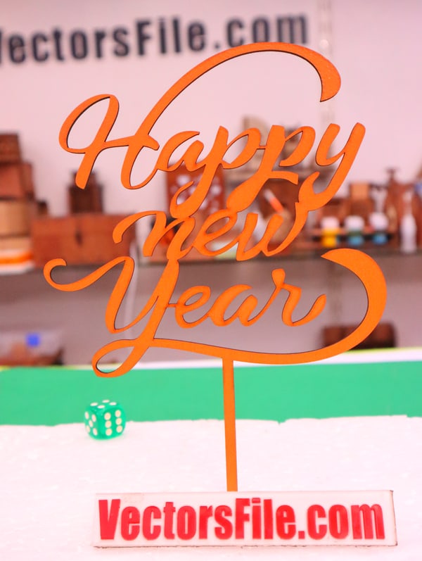 Laser Cut Happy New Year Cake Topper Template CDR and DXF File