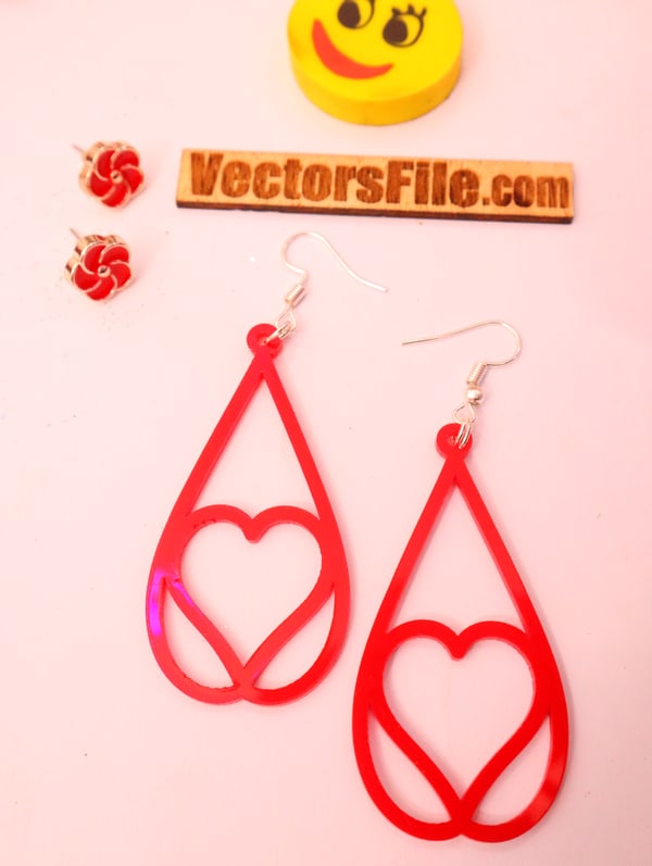 Laser Cut Heart Earring Template Acrylic Jewellery Design DXF and CDR File