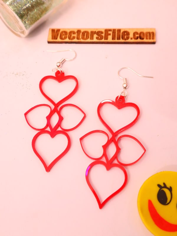 Laser Cut Acrylic Heart Earring Template Acrylic Jewelry Design DXF and CDR File